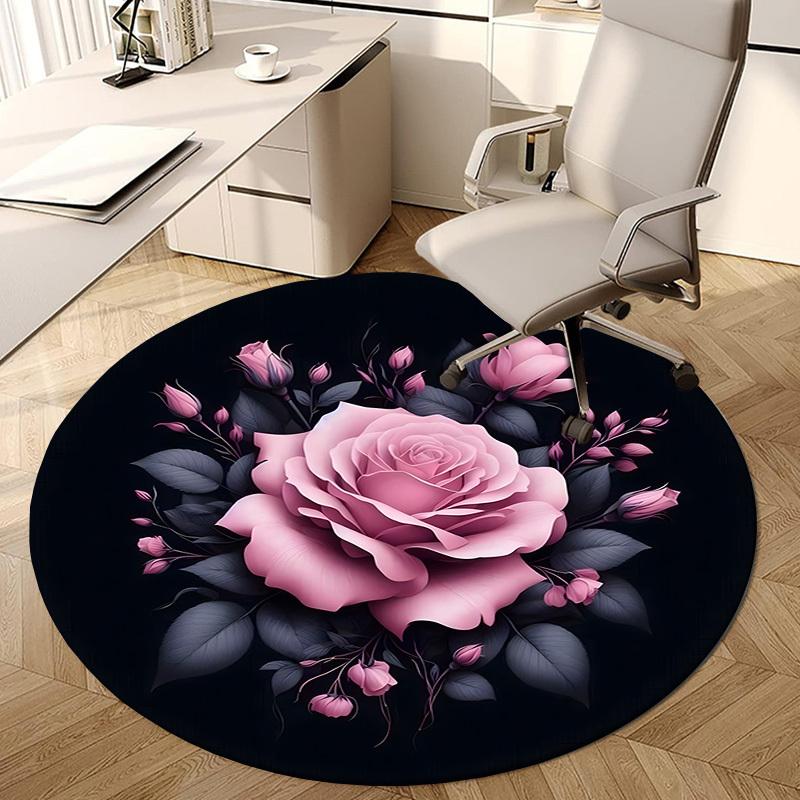1pc Office Carpet Chair Mats Pink Rose Bouquet Perfect for Decorating Office Chairs, Living Rooms, Or Bedrooms