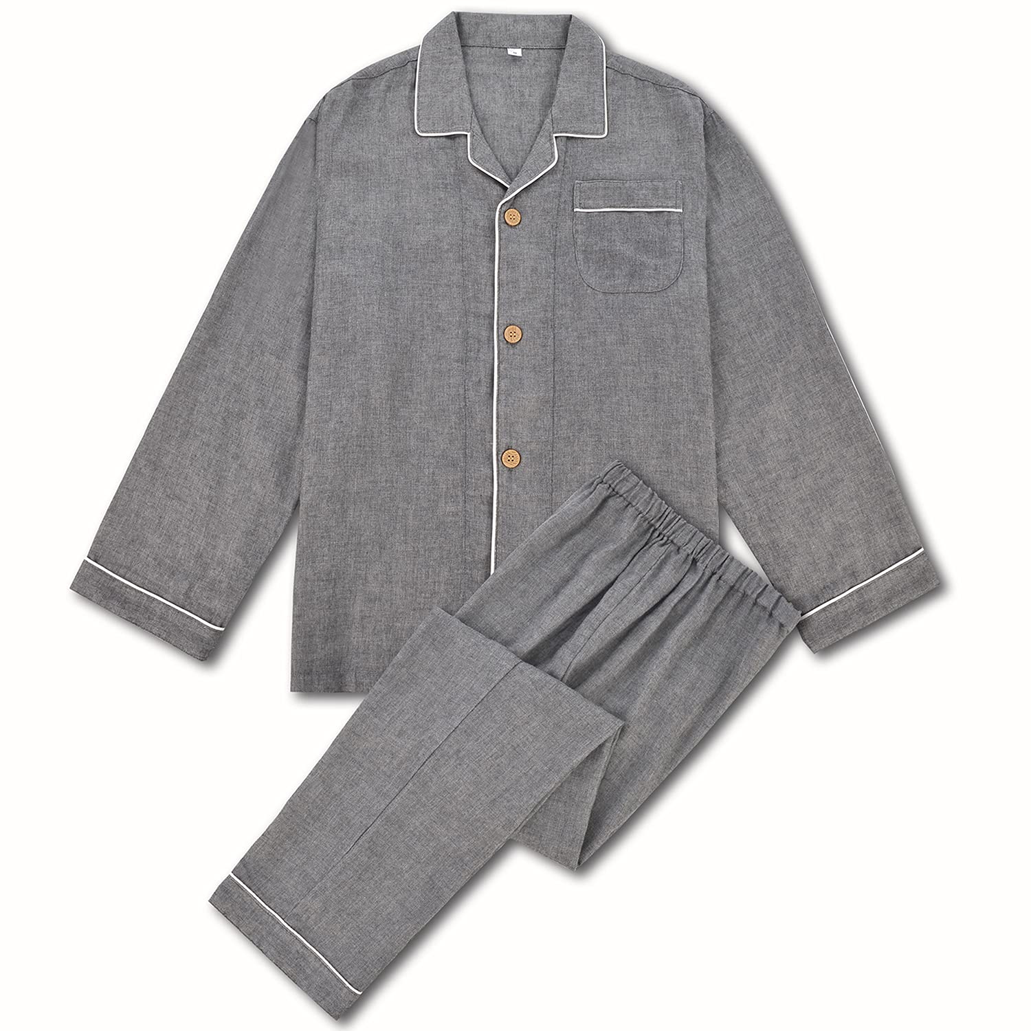 

Хлопковая марлевая пижама J&Y для мужчин, 100%, с застежкой спереди, двухслойный комплект, мягкая для весны и идеально подходящая для больницы или домашней одежды,