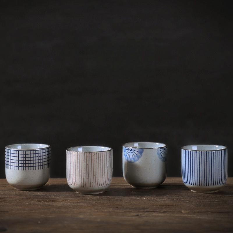 Japanese Tea Cup Set Hand Painted Ceramic Cups Stoneware Coffee Mugs Rustic Modern Sake Cup for Matcha Tea Ceremony Home Decor
