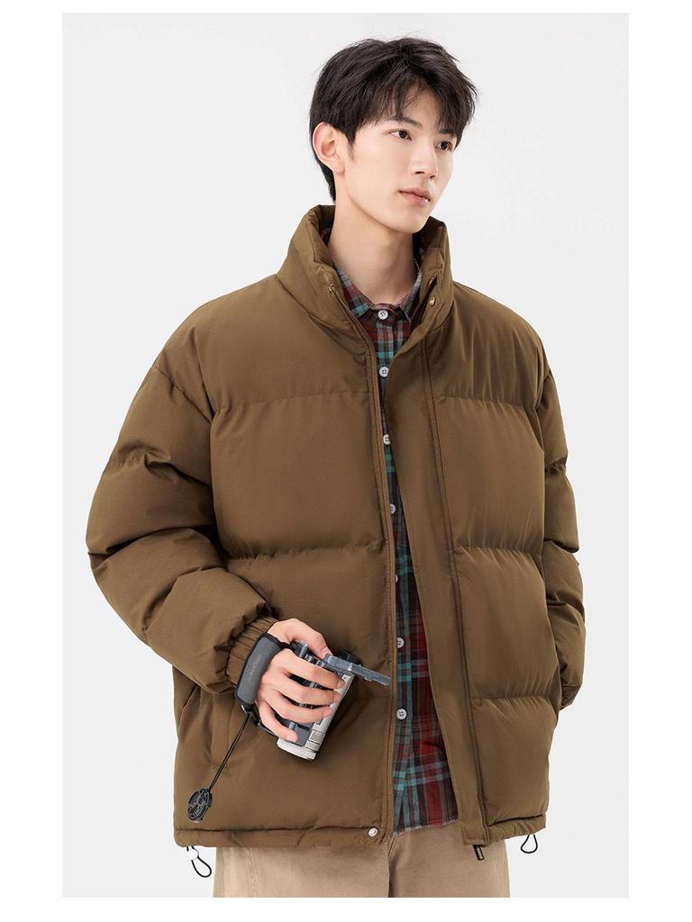 2026 Winter Stand-Up Collar Cotton-Padded Jacket: Trendy Men's Outdoor Loose Warm Coat