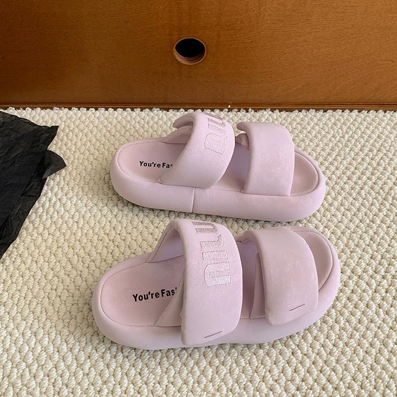 Fresh blue summer anti-skid thick-soled slippers for women's summer wear 2025 new soft-soled cool slippers