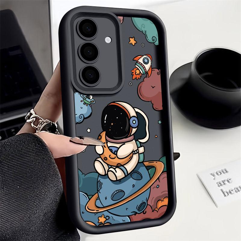 Spaceman Phone Case For Samsung S26 S25 S24 S23 S21 S20 Ultra Cute Astronaut Planet Funda For Galaxy S25 S24 FE S26 Plus Cover
