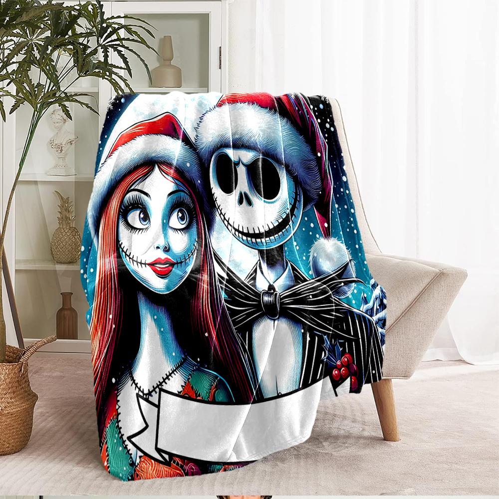 The Nightmare Before Christmas Theme Printed Blanket - Perfect for Couch, Bed, Travel & Outdoor Use | Machine Washable, Cozy & Durable.