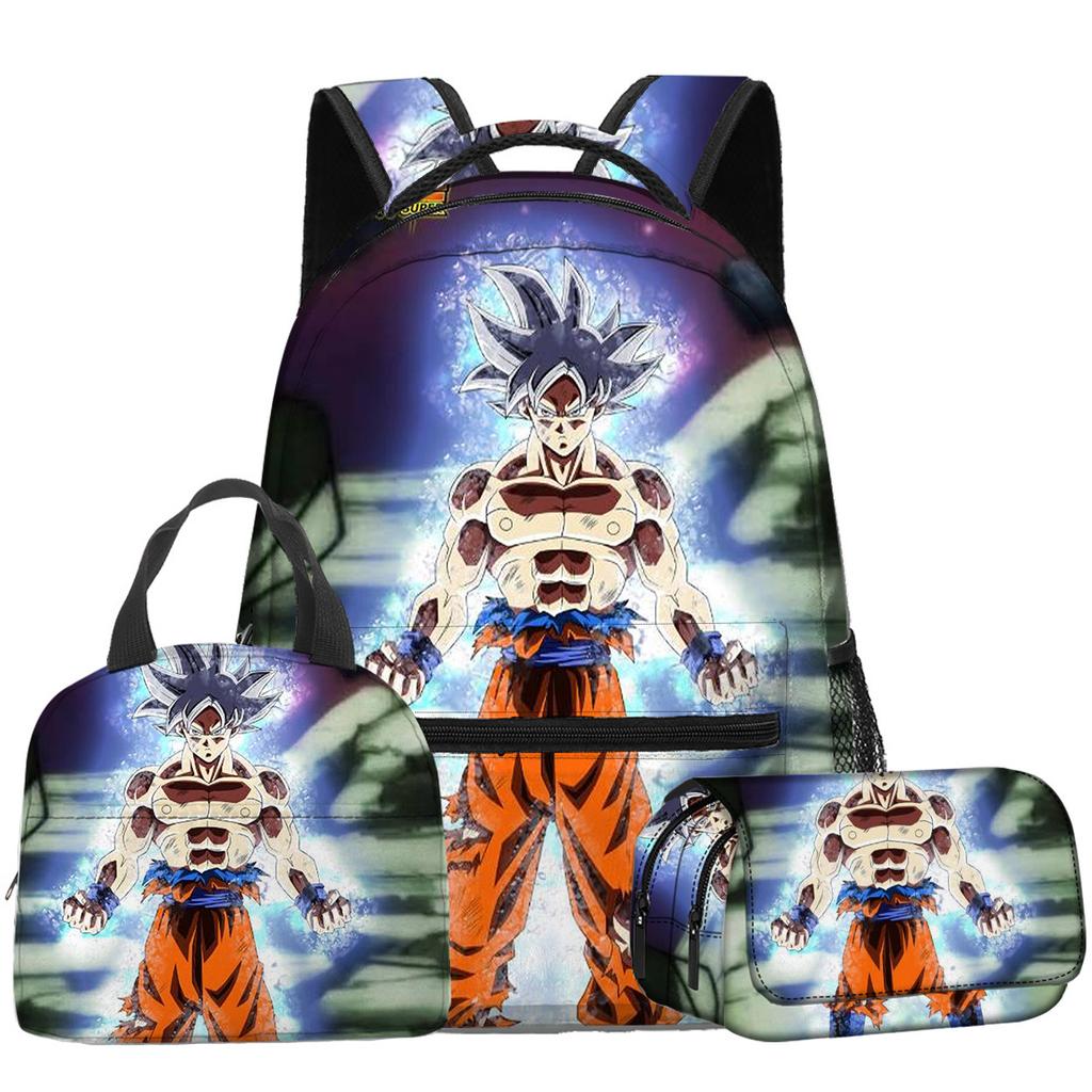 3D Animation Wukong Dragon Ball Super Student School Bag Backpack Lunch Bag Pencil Bag Three-Piece Set