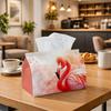 1pc Tissue Box Holder Featuring a Stylish Coastal Flamingo Design In Pink Watercolor, Made from Soft And Durable Polyester, Perfect for Use In The Kit