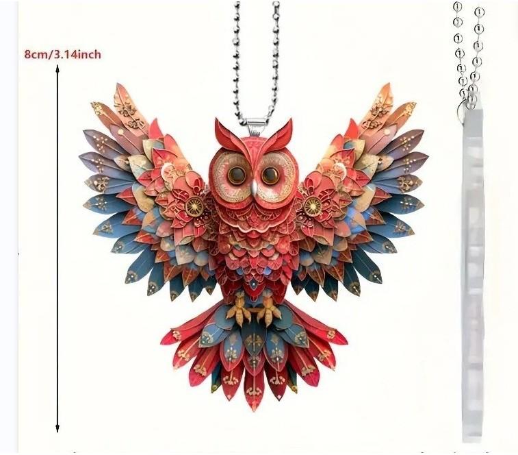 Owl Attractive Cartoon Acrylic Hanging Decoration For Car Interior Stylish Accessory
