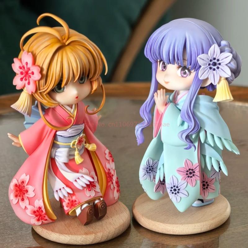 Cardcaptor New Sakura Q Version Sakura Kimono Cute Trendy Anime Figures Gk Statue Collectible Girl Room Ornament Festival Gifts