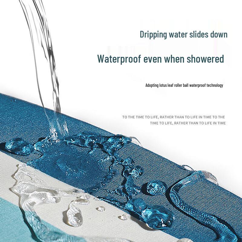 Powerpoint Striped Blue Waterproof Shower Curtain