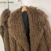 OFTBUY 2025 Winter Women Coat Faux Mongolian Fur Turn-down Collar Jacket Puff Artificial Fur Casual Top Outwears Round Collar Solid Streetwears