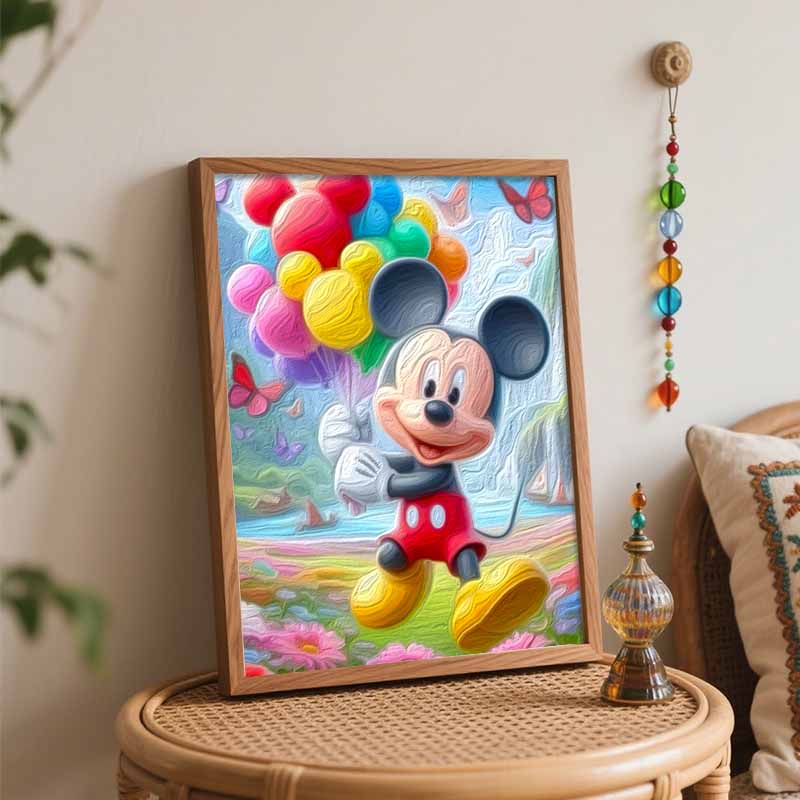 Disney Mickey Mouse Balloons oil paint by numbers painting kit handmade diy home decor gifts colorful landscape art painting canvas