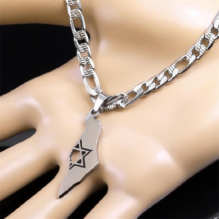 Israel Country Map Pendant Necklace Personalized Clavicle Chain Neck Jewelry