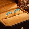 ZAKOL New Unique Design Turquoise Zircon Hoop Earrings for Women Brilliant Cubic Zirconia Luxury Party Zircon