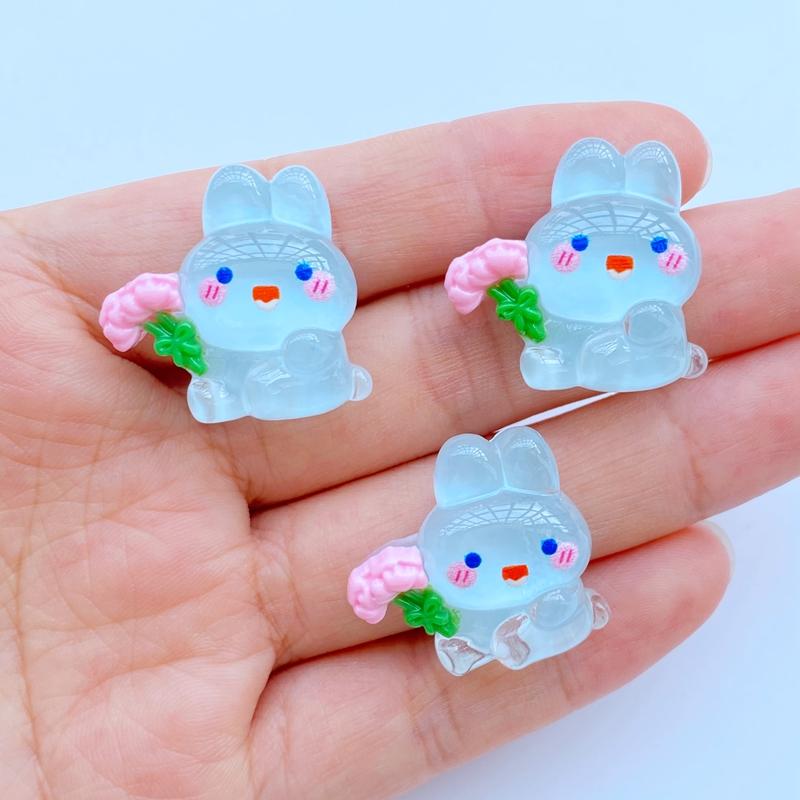 10Pcs New Cute Mini Cartoon Rabbit Series Flat Back Resin Cabochons Scrapbooking DIY Jewelry Craft Decoration Accessorie