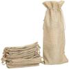 12 Sets Christmas Red Wine Bottle Covers Party Gift Bag Drawstring Bag Champagne Bottle Wrapping Bags with Linen Rope Tags
