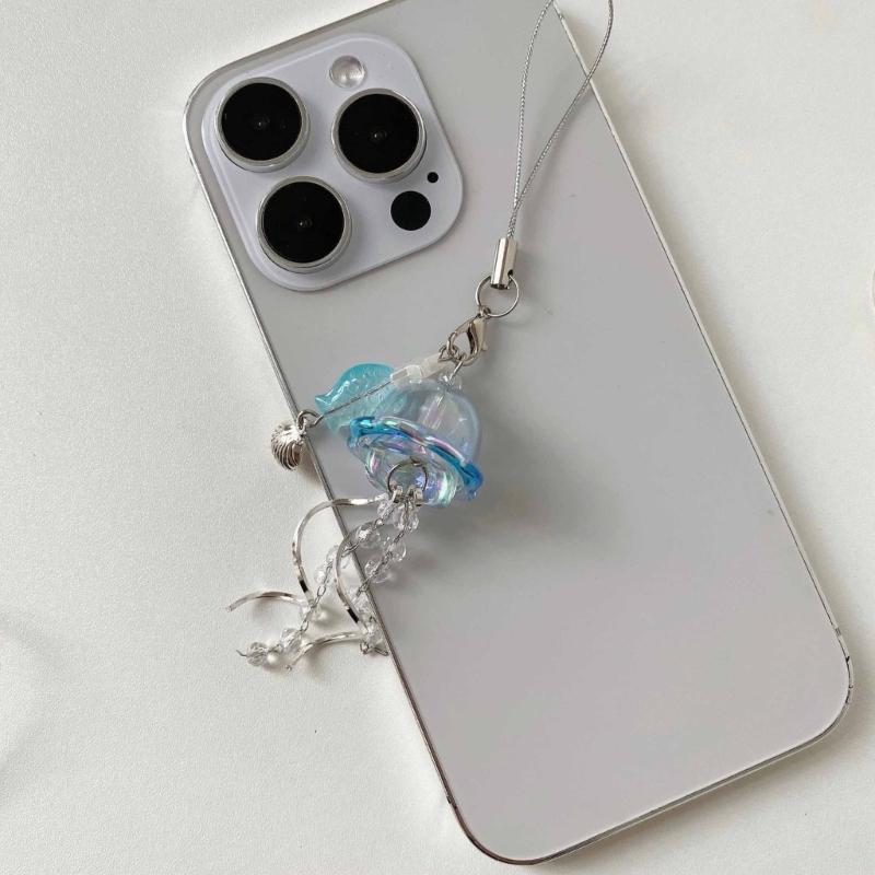 Jellyfish Phone Charm Keychain Pendant Phone Strap Acrylic Texture Phone Chain Suitable for Fashion Enthusiasts Present
