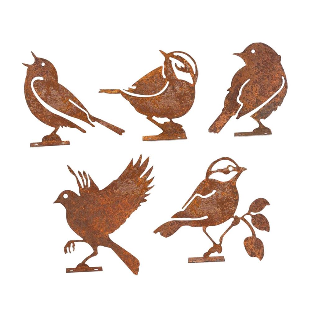 5x Bird Decorations Fence Decoration Iron Crafts Metal Bird Silhouette Garden Ornaments for Doors