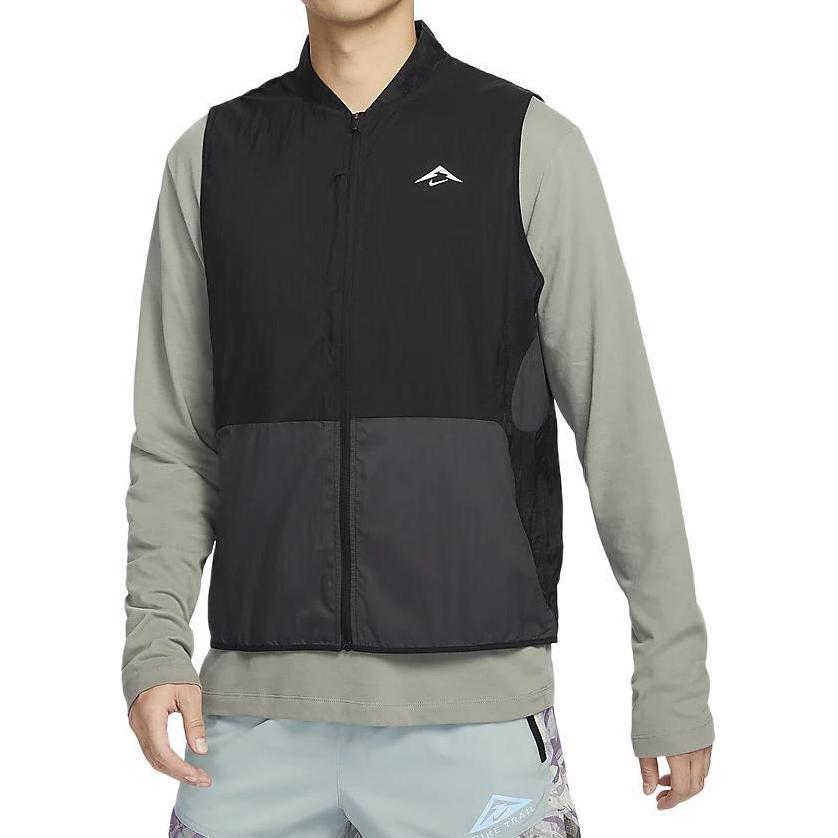 Nike Trail Aireez אפודת רוכסן נוחה ארוגה קלת משקל לגברים אפודות שחור פחם-שחור לבן פסגה FN4005-010