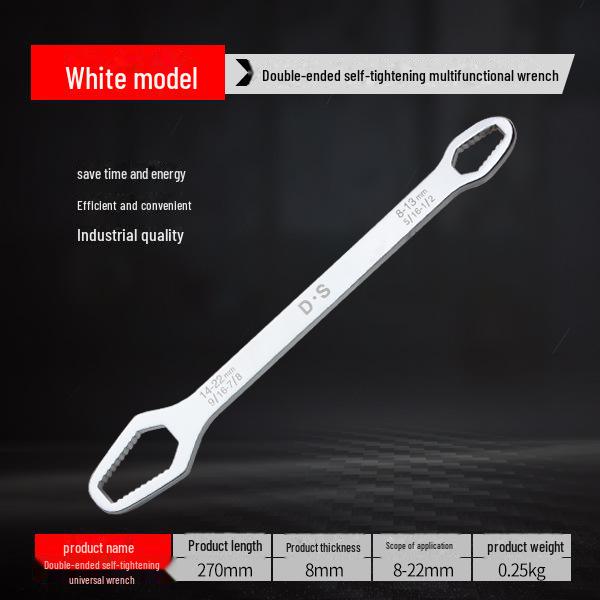 Universal Double-Head Self-Tightening Adjustable Wrench, 8-22mm, Multi-Function and Multi-Purpose Tool