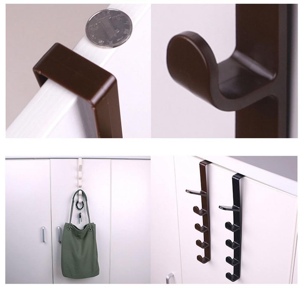 Home Creative Five Segment Hook Over Door Hook Multi Functional Space Saving ABS for Home Wall Black