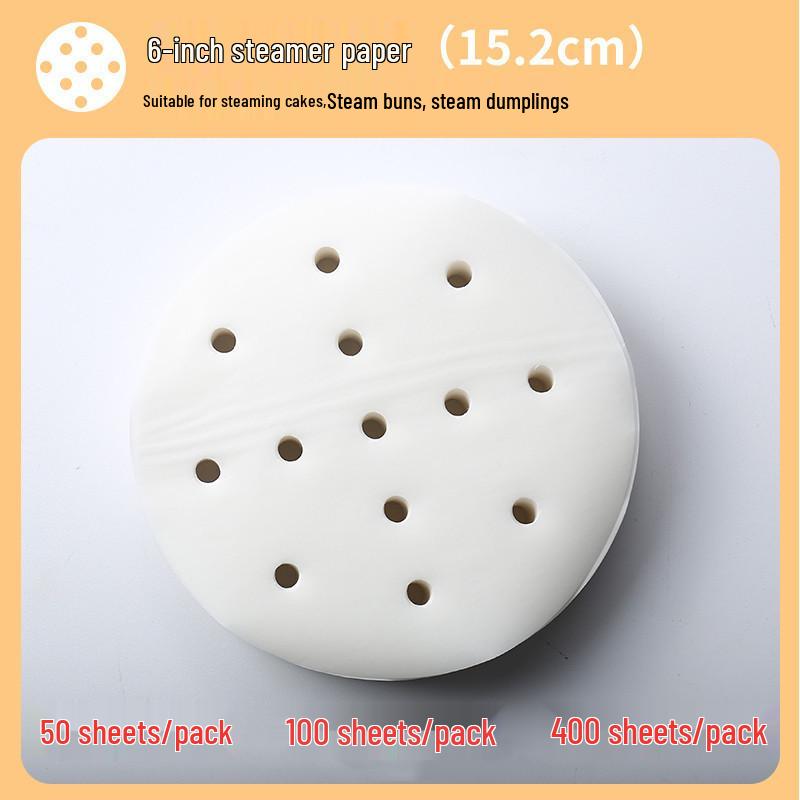 Non-stick Disposable Steamer Liner Paper for Xiaolongbao and Mantou with Perforated Bun Bottom
