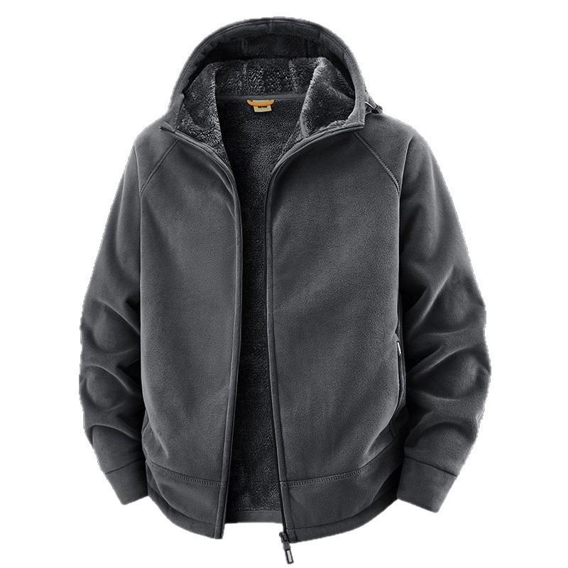 Winter fleece clothes men's and women's autumn and winter new hooded cardigan jacket thickened fleece thermal jacket hooded