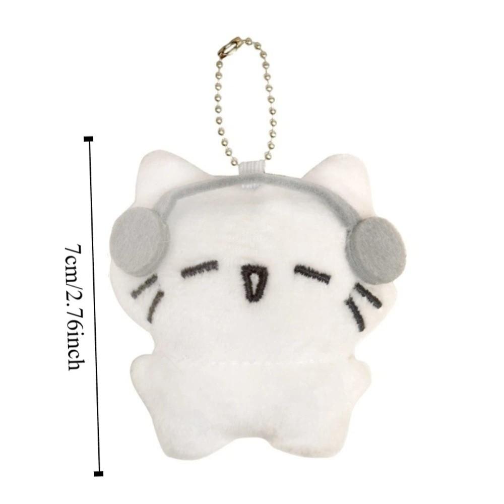 Bag Hanging Earphones Cat Pendant Funny Key Ring Bag Hanging Sad Cat Doll Keychain  Friendship