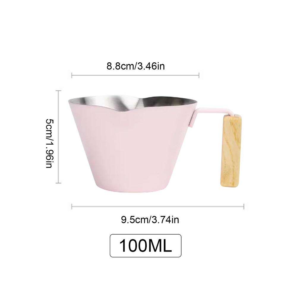 Coffee Measuring Cup 100ml Double Spout Brewing Mug With Scale Stainless Coffee Pour Cup With Handle For Cafe Tea Milk Home