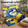 Parramatta Eels Custom Flannel Throw Blanket Print Your Name Text Soft Warm Blanket Holiday Present