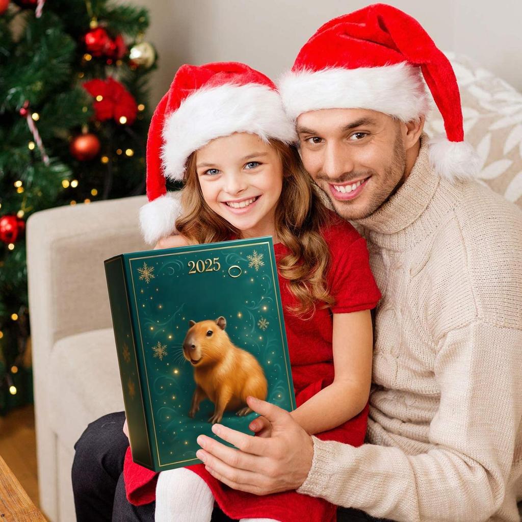 Vánoční adventní kapybara 2D akrylová dekorace 24 dní Sváteční kapybara ozdoba Odpočítávací kalendář navržený pro domácí vánoční stromek auto