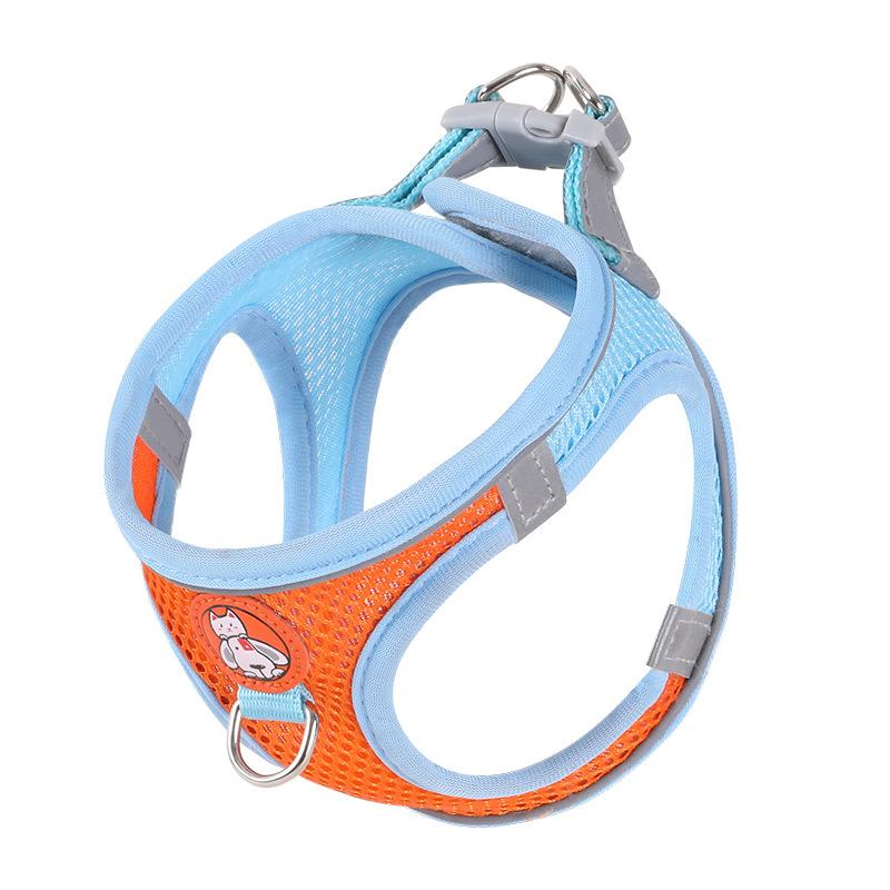 

Vest Style Pet Chest and Back Strap, Leash, Mesh Fabric, Breathable and Reflective Dog Walking Rope, Dog and Cat Supplies L помаранчевий/синій
