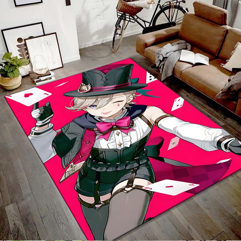 1pc Genshin Impact Lyney Lynette Design Printed Area Rug Carpet for Bedroom Living Room Home Decor Rugs Mat Non Slip Mat Rug for Bedside