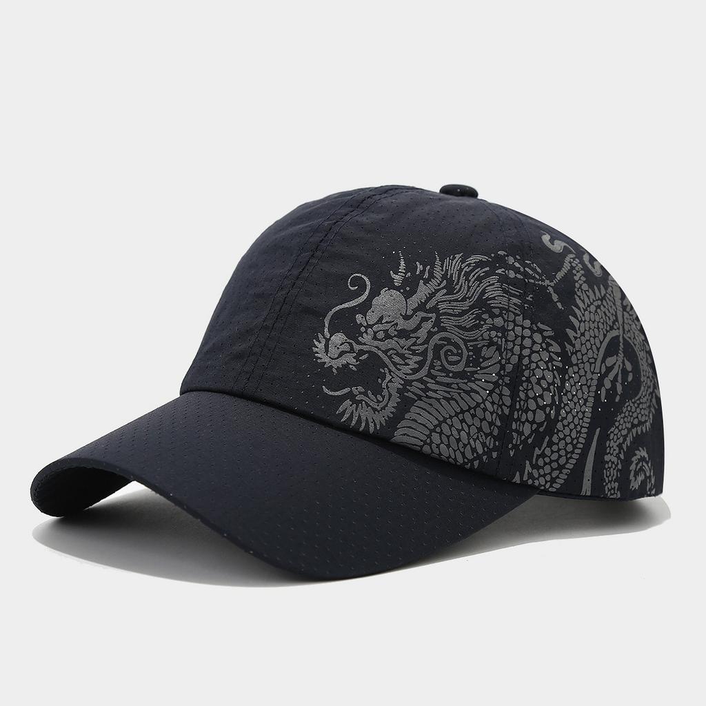 Neue chinesische Drachenmuster-Baseballkappe Sommer Trendmarke Schnelltrocknende Kappe Herren und Damen Outdoor Atmungsaktive Sonnenkappe