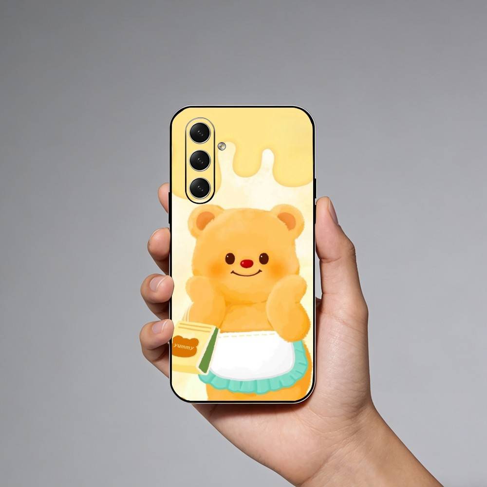 Luxury Butter Bread Bear Phone Case For Samsung Galaxy A73,21,22,32,71,53,52,51,80,5G Soft Black Cover