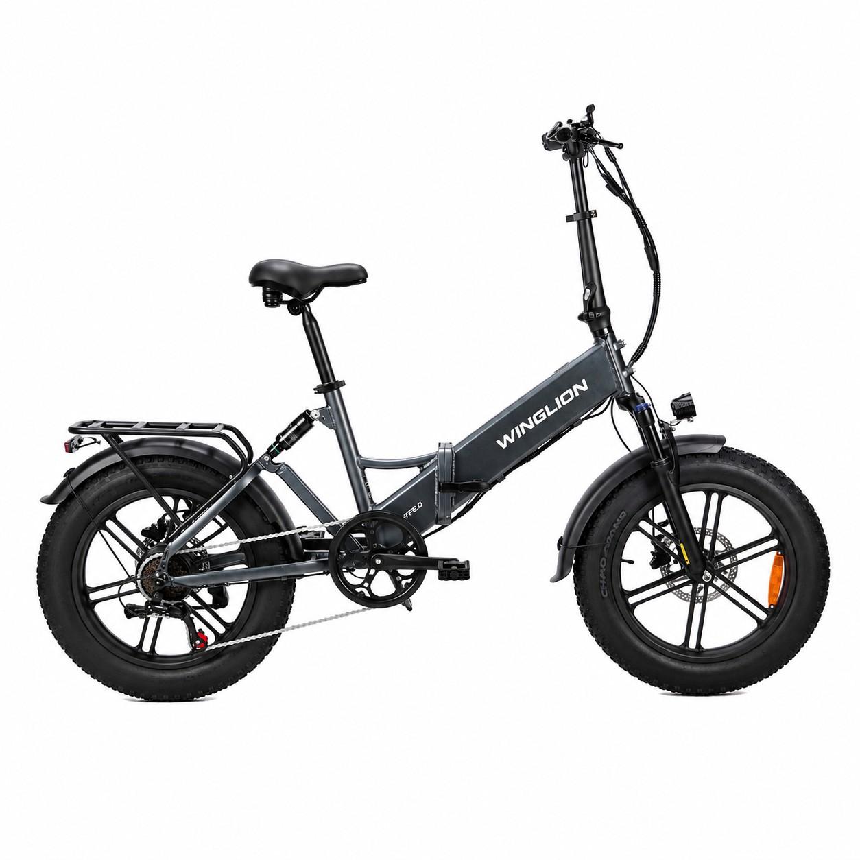 WINGLION EB-FF2.0 Faltbares Elektrofahrrad, 48V 15Ah Akku, Doppelfederung & Hydraulische Scheibenbremsen grau