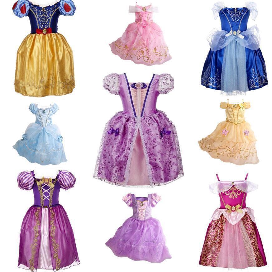 Elegant Kids Girls Princess Fancy Dress For Rapunzel Belle Cosplay