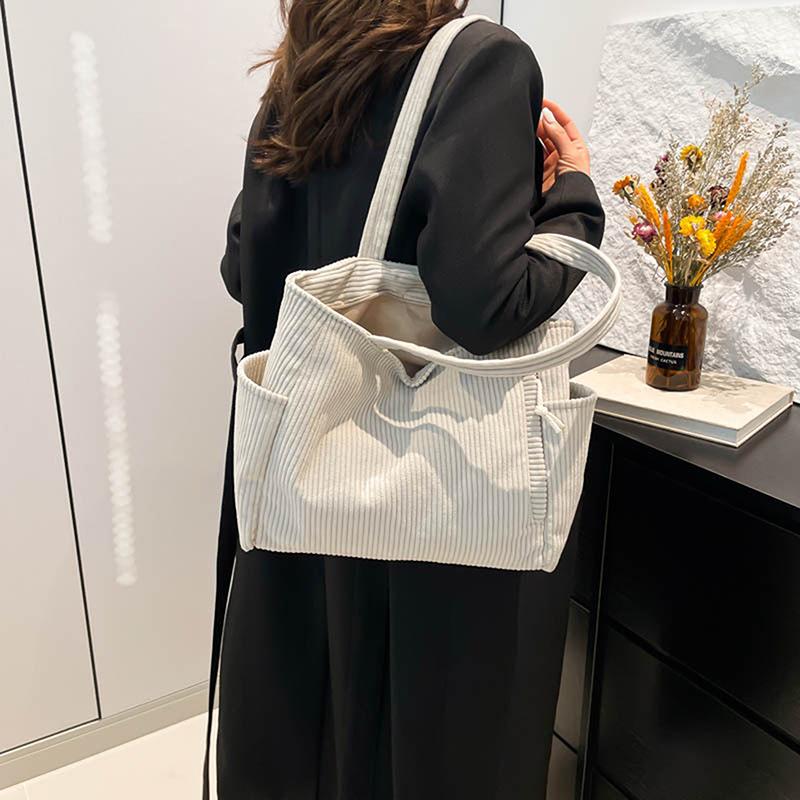 

Simple Corduroy Shoulder Korean Large Capacity Tote Bag Daily Commuter Handbag Shopping Bags For Women Gifts A6