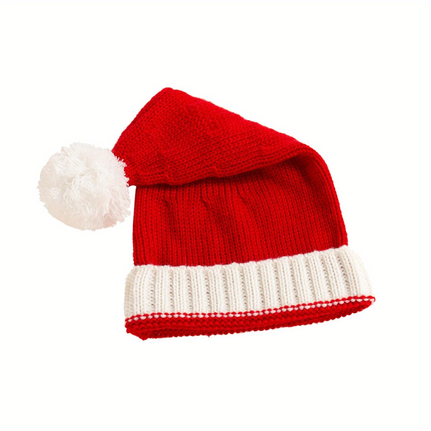 Christmas Knitted Hat with Pompom for Kids & Adults - Soft Santa Hat for New Year Party Gift