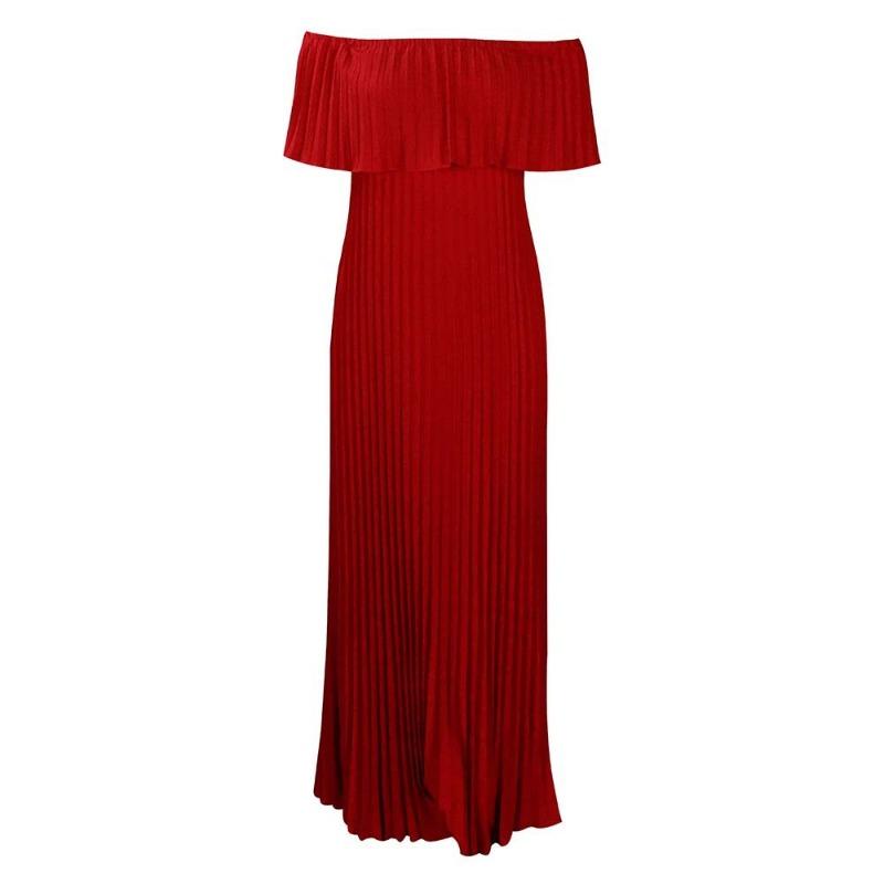 Summer new women's clothing sexy off-the-shoulder chest pleated party dress