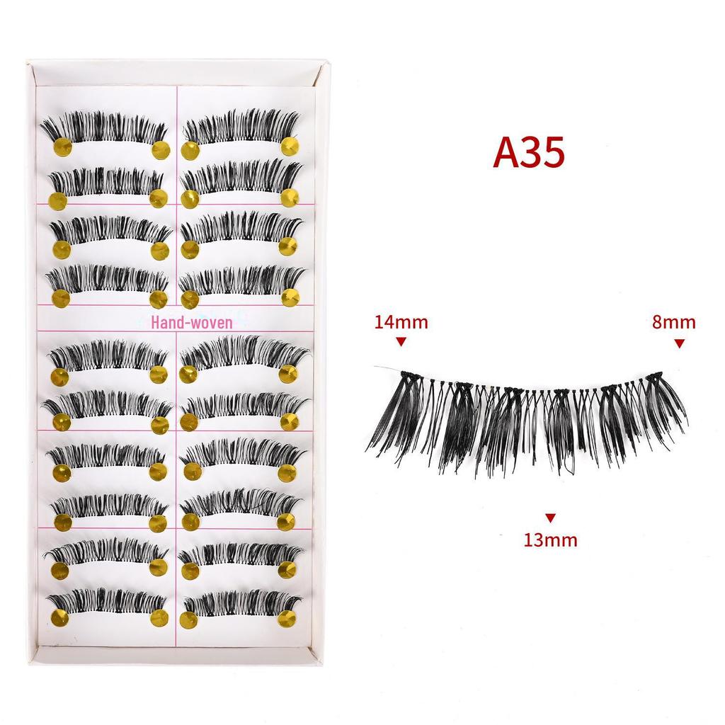 217 handgefertigte falsche Wimpern – 10 Paar im natürlichen Stil, gekreuzter Baumwollstiel für Bühnen-Make-up