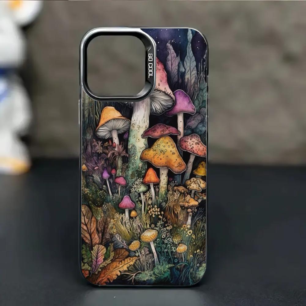 Fashionable Mushroom Pattern Design Phone Case Suitable for iPhone 17 16 15 14 13 12 11 Pro/Max/Plus Shockproof and Anti Drop
