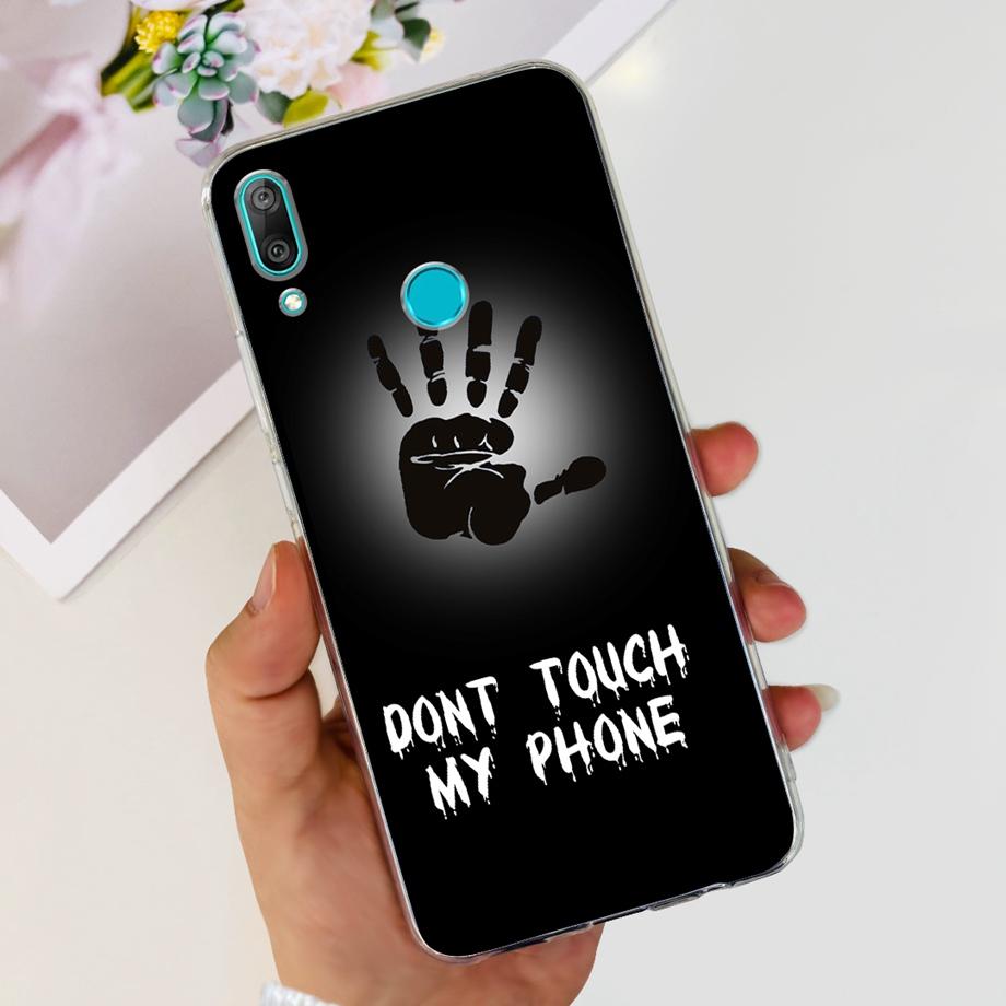 For Huawei Y7 (2019) Phone Case Huawei Y7P 2020 Back Cover Transparent Slim Soft TPU Rubber Bumper Child Fashion Cartoon Pattern