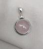 Handmade Rose Quartz Pendant: 925 Sterling Silver Round Necklace