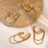 Geometric Stainless Steel Earrings With Gold Plating For Fashion Women