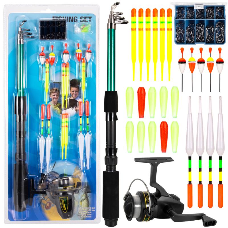 Fishing Rod and Reel Combo 127pcs Fishing Tackle Set Telescopic Fishing Rod Pole with Spinning Reel Floats Hooks Accessories