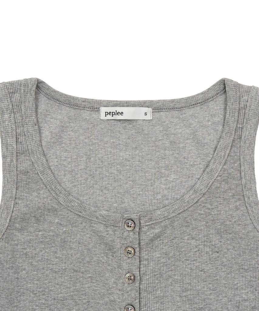 Pepeulli Button Henley Neck Sleeveless Top (Grey)