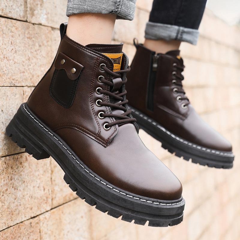 

[Source Factory] Cotton Shoes 2024 Winter New Men s Martin Boots Soft-soled Leather Shoes Outdoor Snow Boots Men s Shoes 44