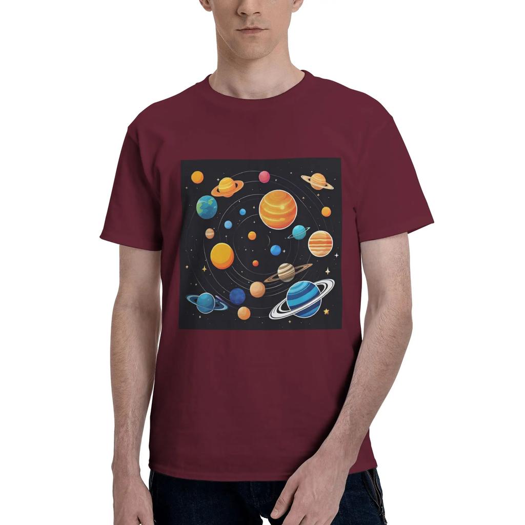 Solar System Space Planets Universe Men TShirt Plus Size T Shirts Mens ONeck Cotton Tees Short Summer Male