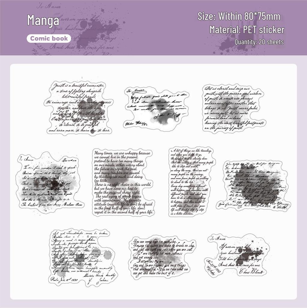 RetroStory Ink Dye Series Decorative Stickers - Creative Retro Background for DIY Collage & Journal