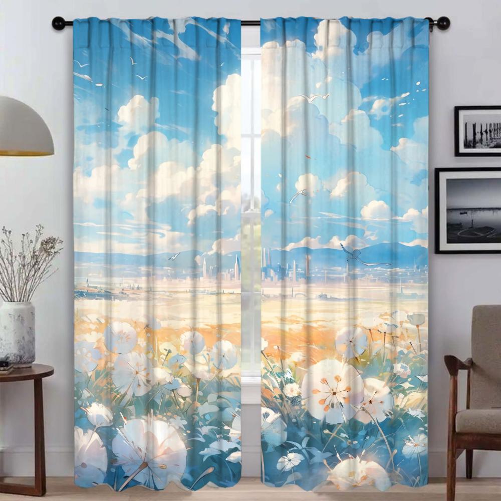 

Dandelion Shades Tulle for Bedroom Home Interior Curtains for Living Room Partition Window Curtain Halloween Decoration Kitchen W50xH70cmx2pcs-CL
