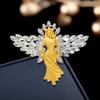 Broșă medievală cu aripi de înger din aur mat, broșă minimalistă de modă high-end pentru femei, floare de piept cu cristal, accesorii pentru palton și costum